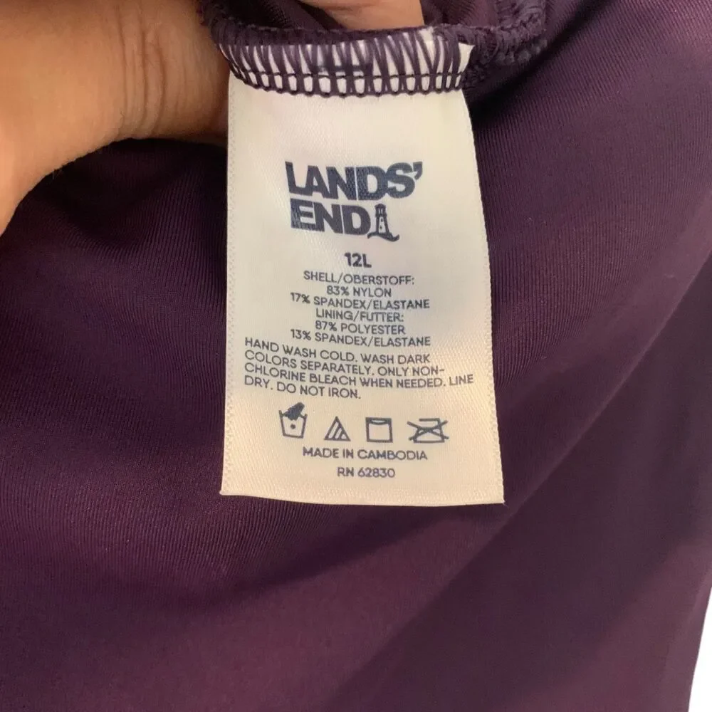 Lands End Purple Sweetheart Swim Dress One Piece Adjustable Straps 12L Beach